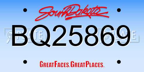 BQ25869 South Dakota License Plate