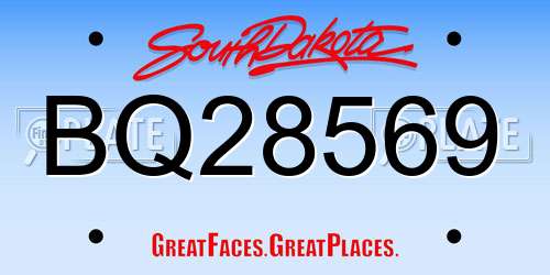 BQ28569 South Dakota License Plate