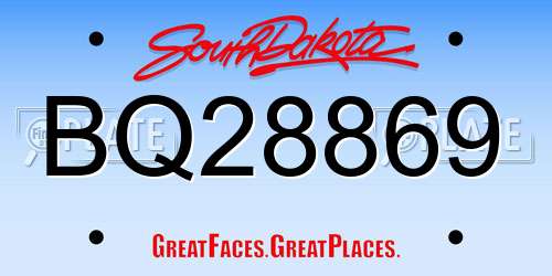 BQ28869 South Dakota License Plate