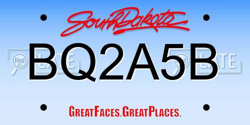 BQ2A5B South Dakota License Plate
