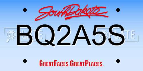 BQ2A5S South Dakota License Plate