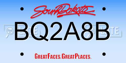 BQ2A8B South Dakota License Plate