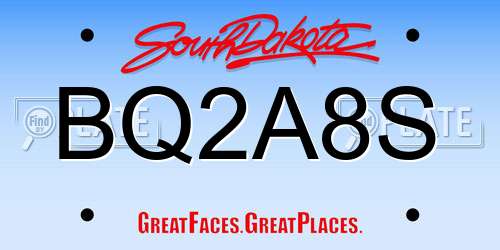 BQ2A8S South Dakota License Plate