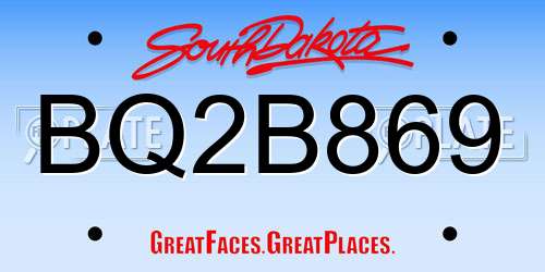 BQ2B869 South Dakota License Plate