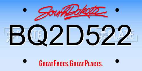 BQ2D522 South Dakota License Plate