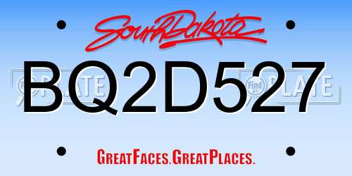 BQ2D527 South Dakota License Plate