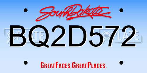 BQ2D572 South Dakota License Plate
