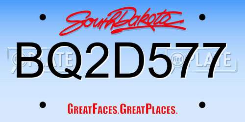 BQ2D577 South Dakota License Plate