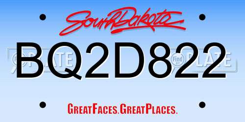 BQ2D822 South Dakota License Plate