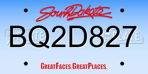 BQ2D827 South Dakota License Plate