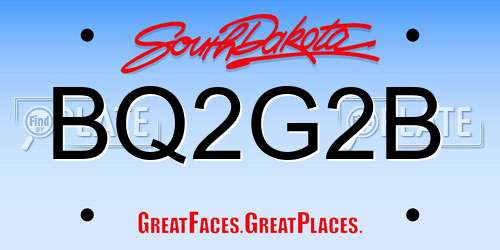 BQ2G2B South Dakota License Plate