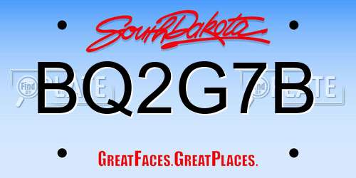 BQ2G7B South Dakota License Plate