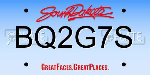 BQ2G7S South Dakota License Plate