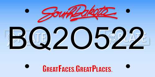 BQ2O522 South Dakota License Plate