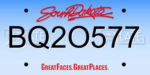 BQ2O577 South Dakota License Plate