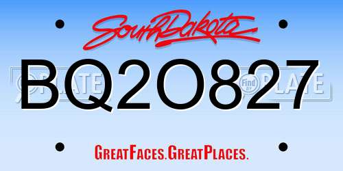 BQ2O827 South Dakota License Plate