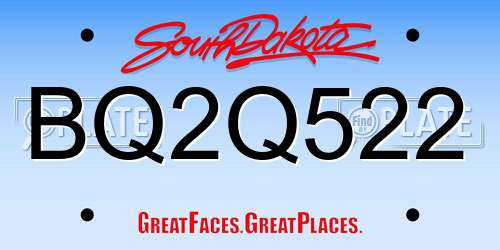 BQ2Q522 South Dakota License Plate