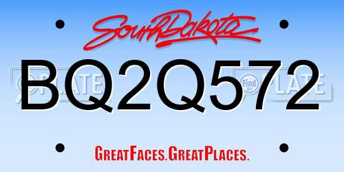 BQ2Q572 South Dakota License Plate