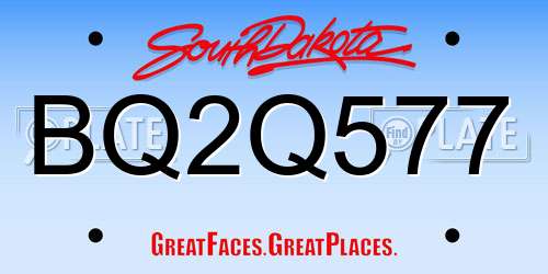 BQ2Q577 South Dakota License Plate