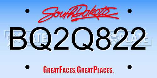 BQ2Q822 South Dakota License Plate