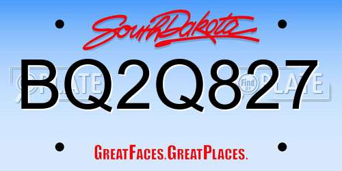 BQ2Q827 South Dakota License Plate