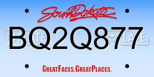 BQ2Q877 South Dakota License Plate