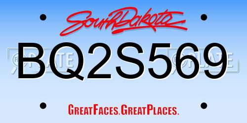 BQ2S569 South Dakota License Plate