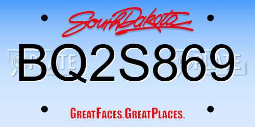 BQ2S869 South Dakota License Plate