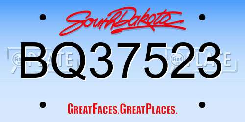 BQ37523 South Dakota License Plate