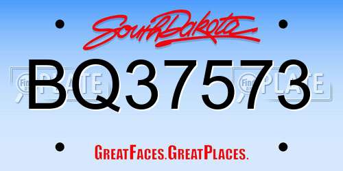BQ37573 South Dakota License Plate