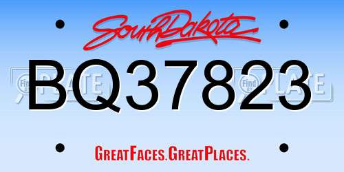 BQ37823 South Dakota License Plate