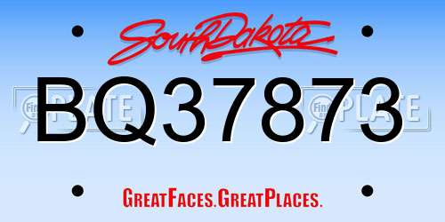 BQ37873 South Dakota License Plate