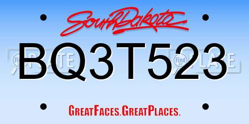 BQ3T523 South Dakota License Plate