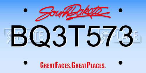 BQ3T573 South Dakota License Plate