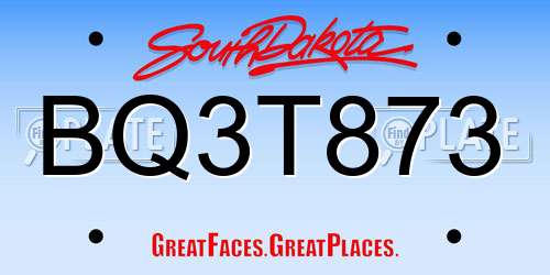 BQ3T873 South Dakota License Plate