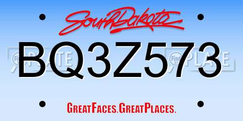BQ3Z573 South Dakota License Plate
