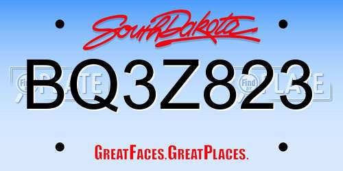 BQ3Z823 South Dakota License Plate