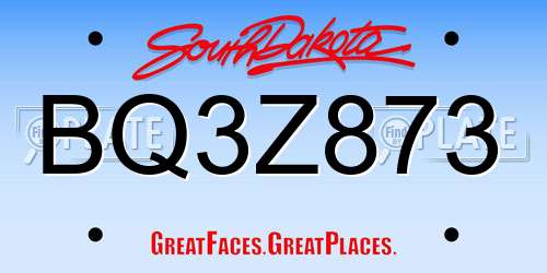 BQ3Z873 South Dakota License Plate