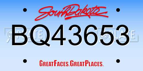 BQ43653 South Dakota License Plate