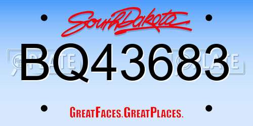 BQ43683 South Dakota License Plate