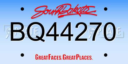 BQ44270 South Dakota License Plate