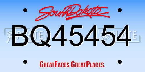 BQ45454 South Dakota License Plate