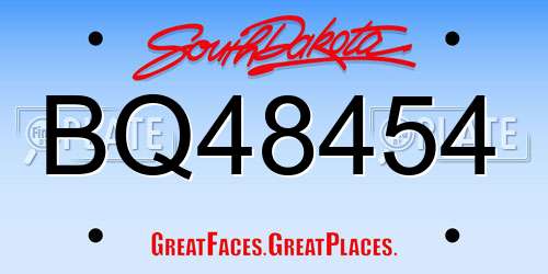BQ48454 South Dakota License Plate