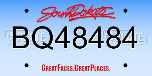 BQ48484 South Dakota License Plate