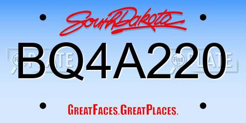 BQ4A220 South Dakota License Plate