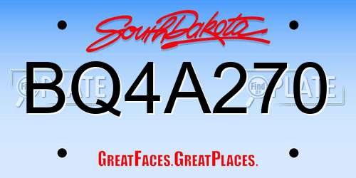 BQ4A270 South Dakota License Plate