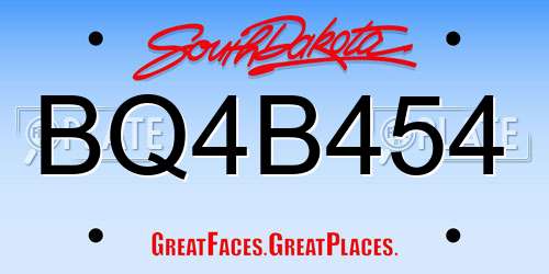 BQ4B454 South Dakota License Plate