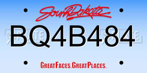 BQ4B484 South Dakota License Plate