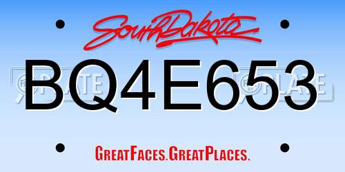 BQ4E653 South Dakota License Plate