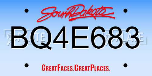 BQ4E683 South Dakota License Plate